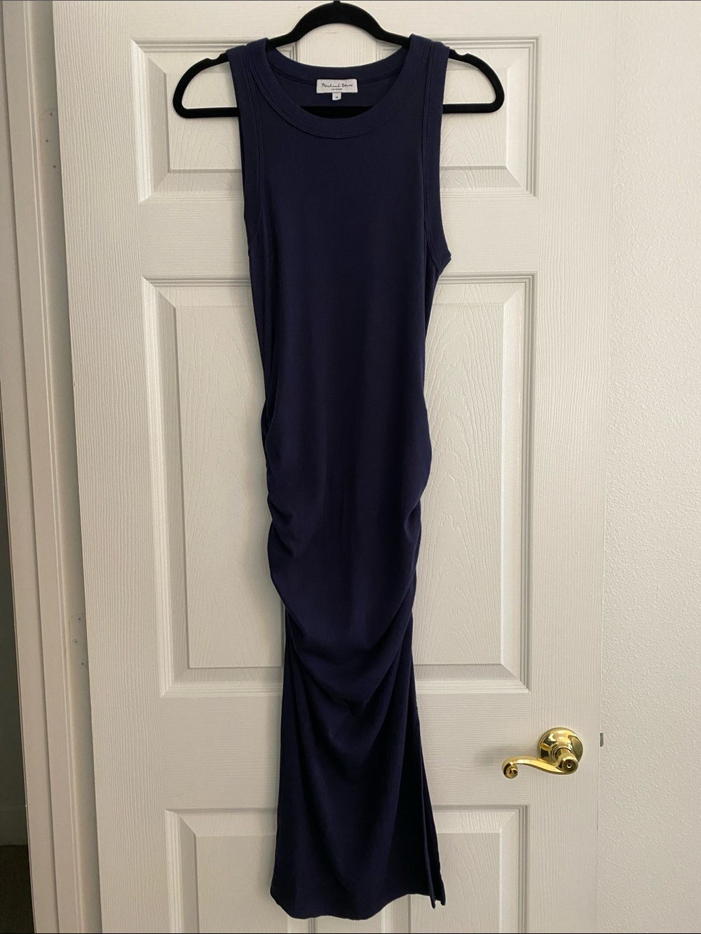Michael Stars Navy Sleeveless Ruched Maxi Dress Size Medium